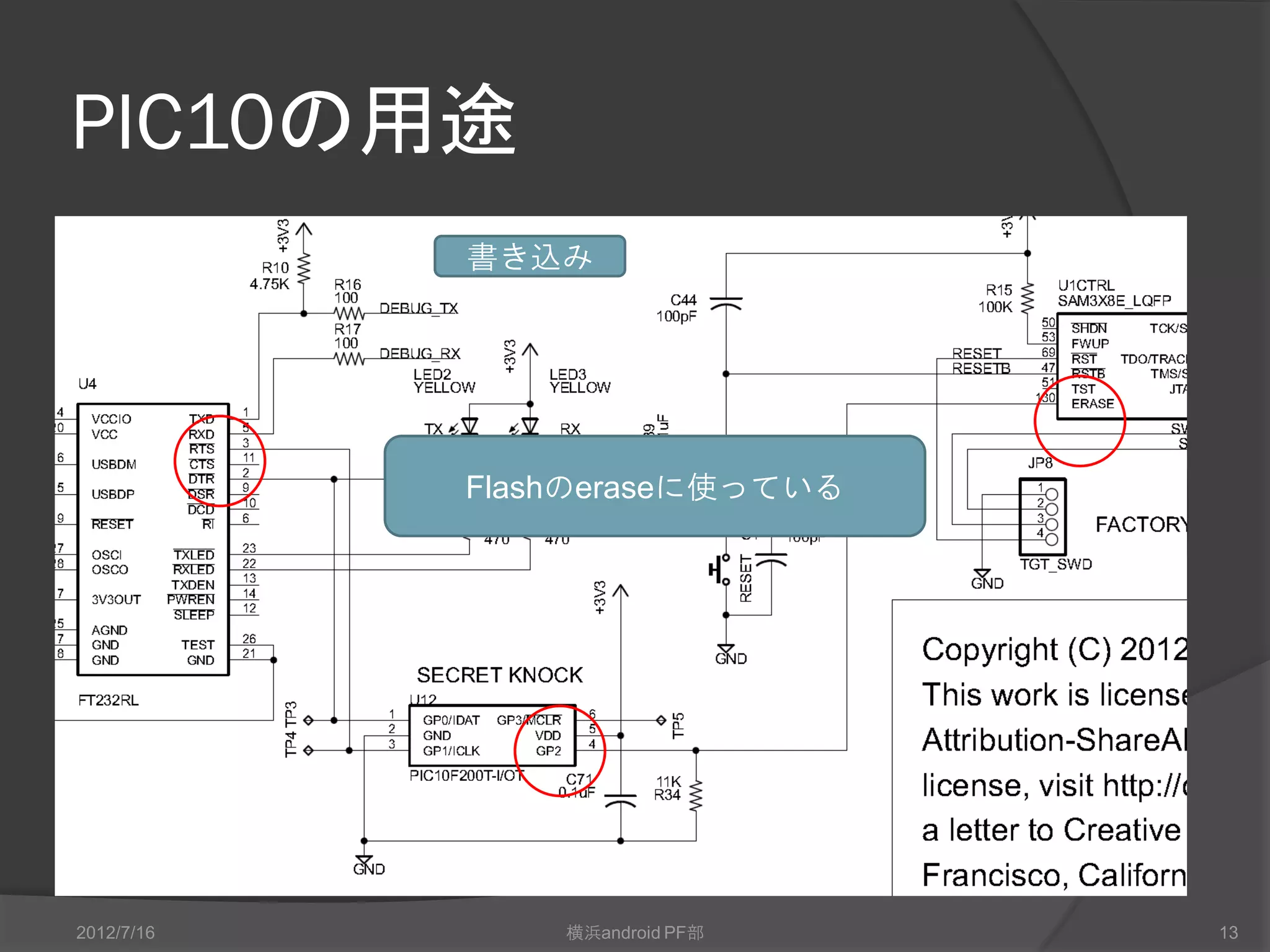 PIC10の用途
            書き込み




            Flashのeraseに使っている




2012/7/16       横浜android PF部   13
 