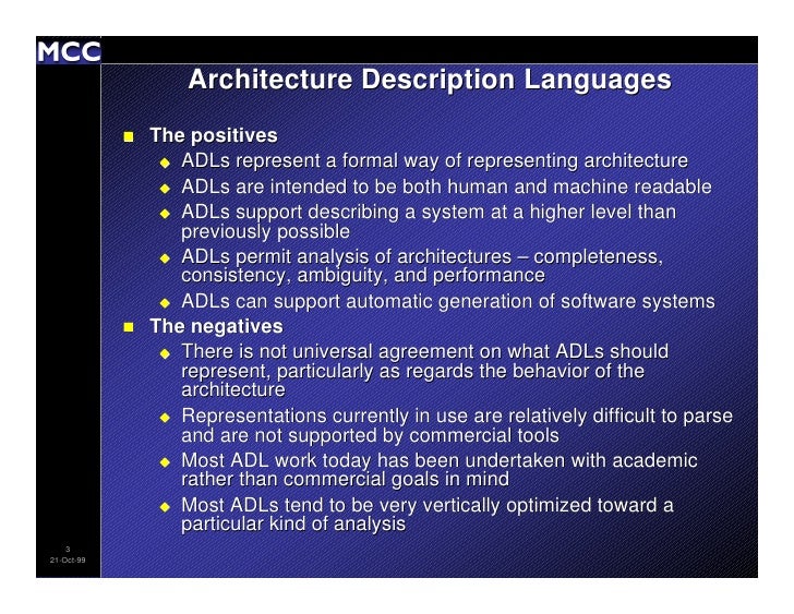 Architecture Description Languages An Overview