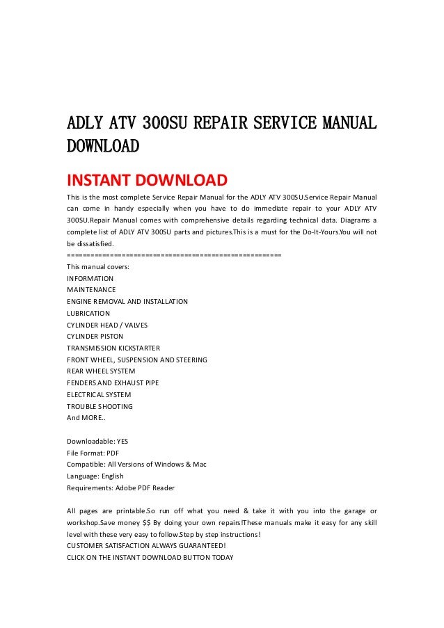 Free Download Atv Service Manual