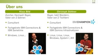 Klaus Bild
Zürcher, Heimweh Bayer,
Vater von 2 Söhnen
§  Consultant
§  Fachgebiete IBM Connections &
IBM Sametime
§  Wi...