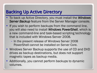 AD maintenance Troubleshooting and Disaster Recovery.ppt