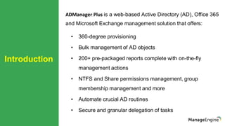 ADManager Plus Active Directory Management & Reporting | PDF