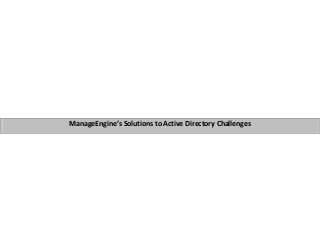 ManageEngine’s Solutions to Active Directory Challenges
 