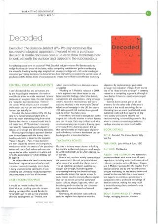 Admap book review by Amanda Phillips (Volume Ltd MD and Head of Strategy): Decoded: The Science Behind Why We Buy, Phil Barden