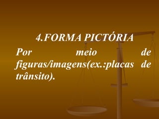 4.FORMA PICTÓRIA Por meio de figuras/imagens(ex.:placas de trânsito). 