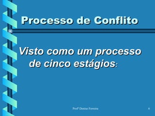 Processo de Conflito Visto como um processo de cinco estágios :   
