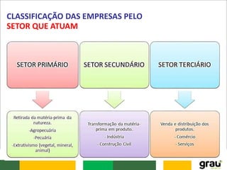 CLASSIFICAÇÃO DAS EMPRESAS PELO
SETOR QUE ATUAM
 