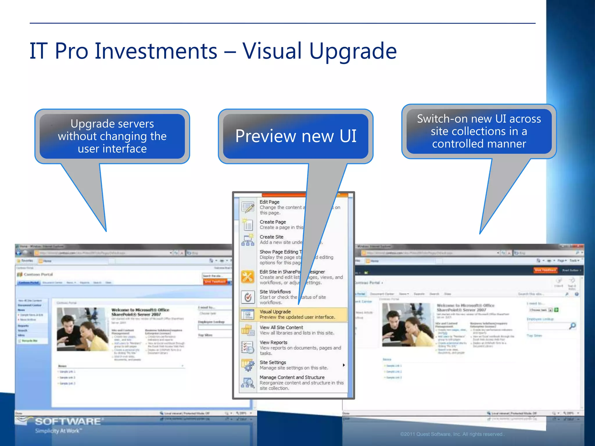 IT Pro Investments – Visual Upgrade




                                                                                         39

                                      ©2011 Quest Software, Inc. All rights reserved..
 