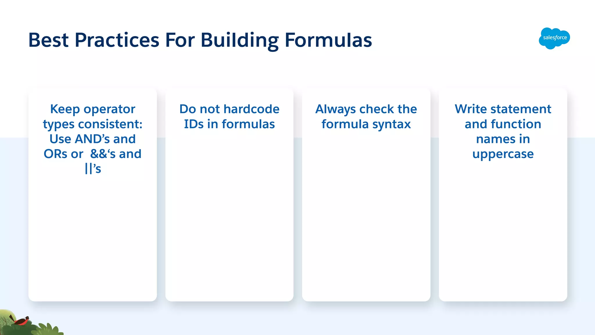 Admin Best Practices: Building Useful Formulas