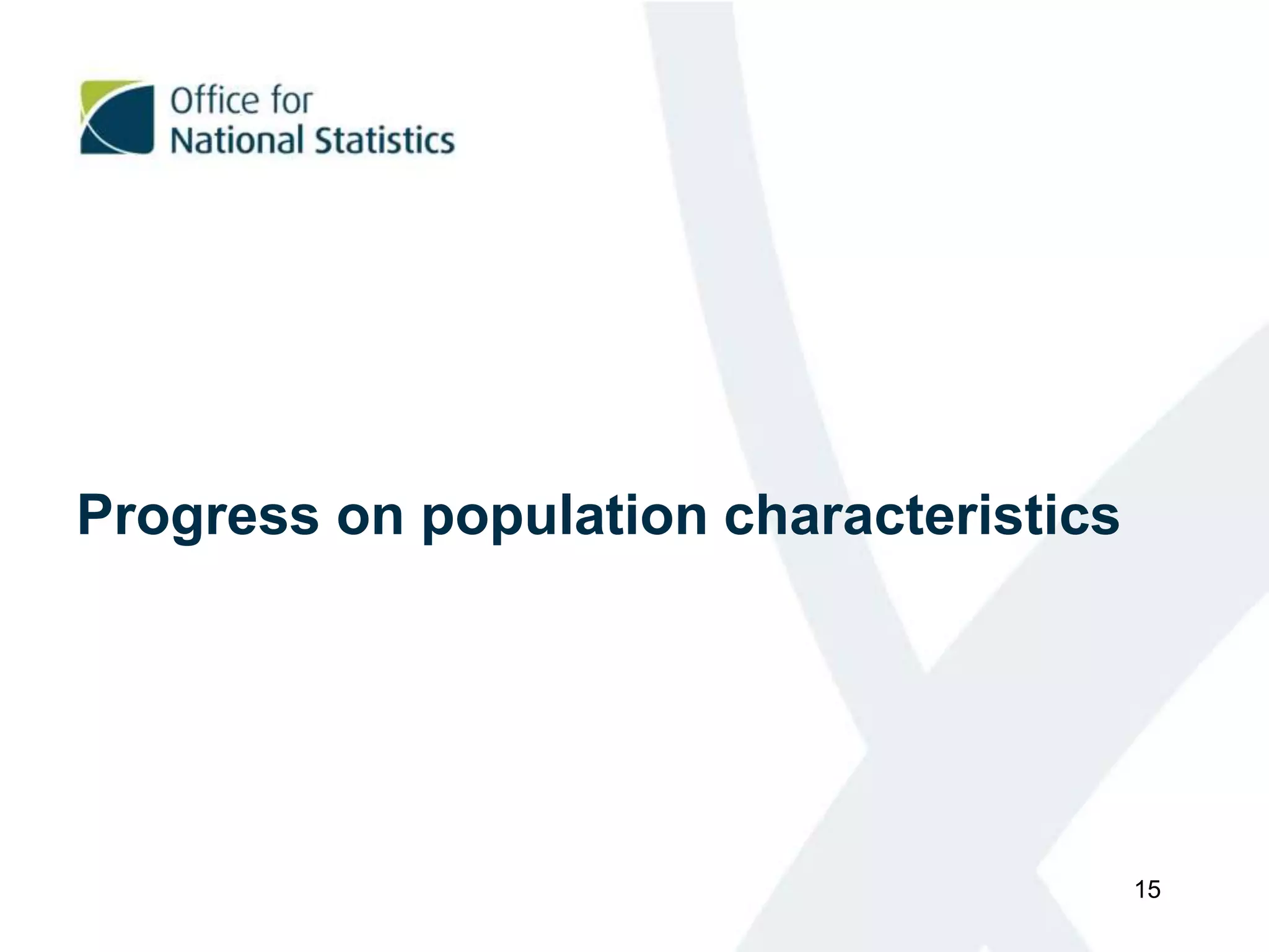 Progress on population characteristics
15
 