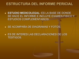 EL PERITAJE COMO PRUEBALA PRUEBA PERICIAL    MEDIO DE PRUEBA QUE APORTA UNA PERSONA CON CONOCIMIENTOS TÉCNICOS ESPECIALIZADOS EN EL TEMA PARA AYUDAR AL JUEZ A VALORAR LA NATURALEZA DE LOS HECHOSES DE CARÁCTER PERSONAL    ES UNA PERSONA LA QUE INFORMA AL JUEZ: EL PERITOEL PERITO ES LA FUENTE DE LA PRUEBA     SUS CONOCIMIENTOS SON LOS QUE LA AVALAN􀂊MEDIANTE UN INFORME ESCRITO     DICTAMEN PERICIAL