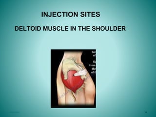 DELTOID MUSCLE IN THE SHOULDER
10/9/2022 8
INJECTION SITES
 