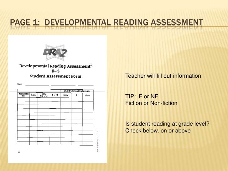 Developmental Reading Assessment Chart