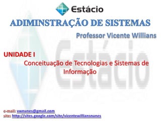 UNIDADE I
Conceituação de Tecnologias e Sistemas de
Informação
 