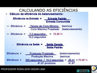CALCULANDO AS EFICIÊNCIAS MENU 