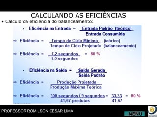 CALCULANDO AS EFICIÊNCIAS •  Cálculo da eficiência do balanceamento: MENU 