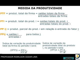 MEDIDA DA PRODUTIVIDADE MENU 