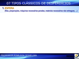 07 TIPOS CLÁSSICOS DE DESPERDÍCIOS MENU 