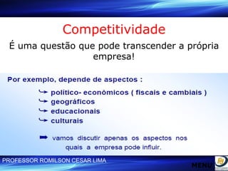 Competitividade É uma questão que pode transcender a própria empresa! MENU 
