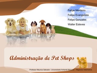 Administração de Pet Shops Felipe Monteiro Felipe Evangelista Felipe Gonzales Walter Esteves 