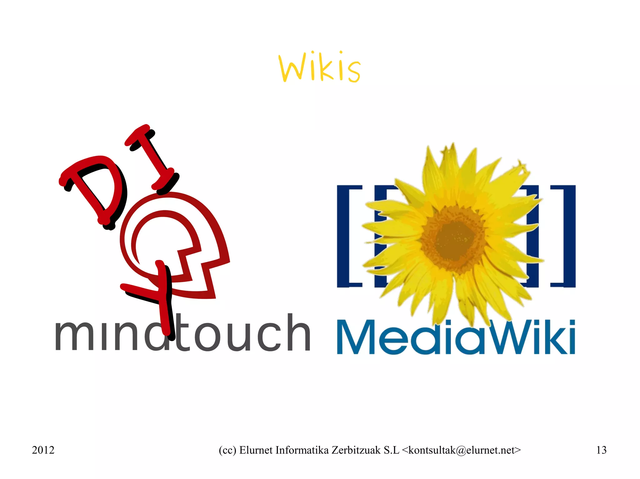 Wikis



       D I
        Y
2012         (cc) Elurnet Informatika Zerbitzuak S.L <kontsultak@elurnet.net>   13
 