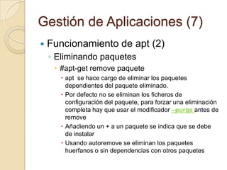 Gestión de Aplicaciones (6) Echando un vistazo a un repositoriodistarchivos de control, que permiten el funcionamiento del sistema de empaquetamiento. Están presentes los archivos que describen los paquetes presentes en el archivo (divididos por la release o rama a la que pertenecen).pooleste es el verdadero archivo, donde son contenidos los paquetes, ordenados por la letra inicial.projectcontiene material para los desarrolladores.