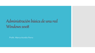 Administraciónbásicadeunared
Windows2008
Profe. Marco Aurelio Porro
 
