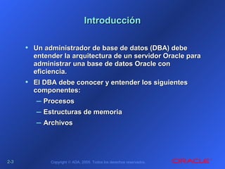 Administración de base de datos oracle - sesion 2