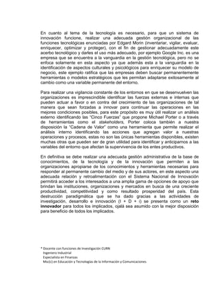 Administracion de la innovacion