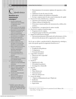 Torres Hernández, Zacarías. Administración estratégica. México, D.F., MX: Larousse - Grupo Editorial Patria, 2014. ProQuest ebrary. Web. 24 September 2016.
Copyright © 2014. Larousse - Grupo Editorial Patria. All rights reserved.
 