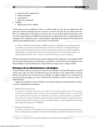 Torres Hernández, Zacarías. Administración estratégica. México, D.F., MX: Larousse - Grupo Editorial Patria, 2014. ProQuest ebrary. Web. 24 September 2016.
Copyright © 2014. Larousse - Grupo Editorial Patria. All rights reserved.
 
