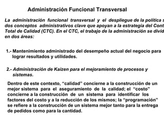 Administración Funcional Transversal   La  administración  funcional  transversal  y  el  despliegue de la política son  d...