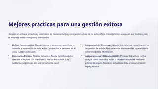 Administración y Gestión de Activos Fijos: Estrategias para Control y ...