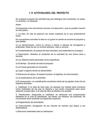 1.5 ACTIVIDADES DEL PROYECTO 
 