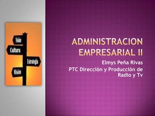 Elmys Peña Rivas
PTC Dirección y Producción de
                   Radio y Tv
 