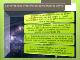 El sistema tiene una serie de componentes como:
 