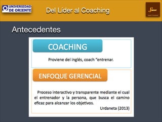 Del Líder al Coaching
Gestión Empresarial

Antecedentes

 