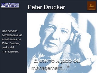 Peter Drucker

Una sencilla
semblanza a las
enseñanzas de
Peter Drucker,
padre del
management

“El eterno legado del
management…”

Gestión Empresarial

 