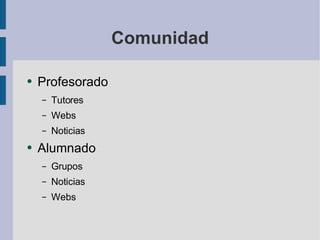 Comunidad Profesorado Tutores Webs Noticias Alumnado Grupos Noticias Webs 