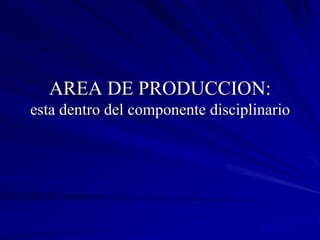 AREA DE PRODUCCION:
esta dentro del componente disciplinario
 