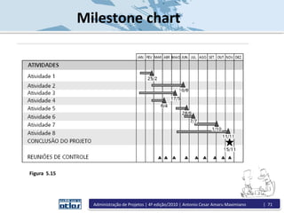 Figura 5.15
Milestone chart
Administração de Projetos | 4ª edição/2010 | Antonio Cesar Amaru Maximiano | 71
 