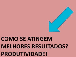 COMO SE ATINGEM MELHORES RESULTADOS? PRODUTIVIDADE!  