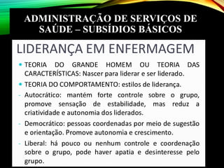 ADMINISTRAÇÃO DE SERVIÇOS DE
SAÚDE – SUBSÍDIOS BÁSICOS
 