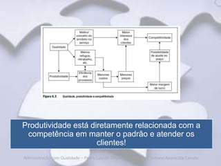 Produtividade está diretamente relacionada com a
 competência em manter o padrão e atender os
                     clientes!
Administração com Qualidade – Pedro Luiz de Oliveira Costa Neto | Simone Aparecida Canuto
 