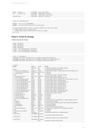 naming			=version	2														bsize=4096			ascii-ci=0	ftype=0
log						=internal	log											bsize=4096			blocks=2560,	version=2
									=																							sectsz=512			sunit=0	blks,	lazy-count=1
realtime	=none																			extsz=4096			blocks=0,	rtextents=0
#	mkfs.btrfs	/dev/vg1/share3
WARNING!	-	Btrfs	v3.12	IS	EXPERIMENTAL
WARNING!	-	see	http://btrfs.wiki.kernel.org	before	using
Turning	ON	incompat	feature	'extref':	increased	hardlink	limit	per	file	to	65536
fs	created	label	(null)	on	/dev/vg1/share3
				nodesize	16384	leafsize	16384	sectorsize	4096	size	1.00GiB
Btrfs	v3.12
Phase	5	:	Points	de	montage
Création	des	points	de	montage
#	mkdir	/opt/share1
#	mkdir	/opt/share2
#	mkdir	/opt/share3
#	mkdir	/opt/share4
#	mount	-t	ext4	/dev/vg1/share1	/opt/share1
#	mount	-t	xfs	/dev/vg1/share2	/opt/share2
#	mount	-t	btrfs	/dev/vg1/share3	/opt/share3
#	tail	-n	3	/proc/mounts
/dev/mapper/vg1-share1	/opt/share1	ext4	rw,seclabel,relatime,data=ordered	0	0
/dev/mapper/vg1-share2	/opt/share2	xfs	rw,seclabel,relatime,attr2,inode64,noquota	0	0
/dev/mapper/vg1-share3	/opt/share3	btrfs	rw,seclabel,relatime,space_cache	0	0
#	findmnt
TARGET																											SOURCE						FSTYPE						OPTIONS
/																																/dev/sda3			xfs									rw,relatime,seclabel,attr2,inode64,noquota
├─/proc																										proc								proc								rw,nosuid,nodev,noexec,relatime
│	├─/proc/sys/fs/binfmt_misc					systemd-1			autofs						rw,relatime,fd=32,pgrp=1,timeout=300,minproto=5,maxproto=5,d
│	│	└─/proc/sys/fs/binfmt_misc			binfmt_misc	binfmt_misc	rw,relatime
│	└─/proc/fs/nfsd																sunrpc						nfsd								rw,relatime
├─/sys																											sysfs							sysfs							rw,nosuid,nodev,noexec,relatime,seclabel
│	├─/sys/kernel/security									securityfs		securityfs		rw,nosuid,nodev,noexec,relatime
│	├─/sys/fs/cgroup															tmpfs							tmpfs							rw,nosuid,nodev,noexec,seclabel,mode=755
│	│	├─/sys/fs/cgroup/systemd					cgroup						cgroup						rw,nosuid,nodev,noexec,relatime,xattr,release_agent=/usr/lib
│	│	├─/sys/fs/cgroup/cpuset						cgroup						cgroup						rw,nosuid,nodev,noexec,relatime,cpuset
│	│	├─/sys/fs/cgroup/cpu,cpuacct	cgroup						cgroup						rw,nosuid,nodev,noexec,relatime,cpuacct,cpu
│	│	├─/sys/fs/cgroup/memory						cgroup						cgroup						rw,nosuid,nodev,noexec,relatime,memory
│	│	├─/sys/fs/cgroup/devices					cgroup						cgroup						rw,nosuid,nodev,noexec,relatime,devices
│	│	├─/sys/fs/cgroup/freezer					cgroup						cgroup						rw,nosuid,nodev,noexec,relatime,freezer
│	│	├─/sys/fs/cgroup/net_cls					cgroup						cgroup						rw,nosuid,nodev,noexec,relatime,net_cls
│	│	├─/sys/fs/cgroup/blkio							cgroup						cgroup						rw,nosuid,nodev,noexec,relatime,blkio
│	│	├─/sys/fs/cgroup/perf_event		cgroup						cgroup						rw,nosuid,nodev,noexec,relatime,perf_event
│	│	└─/sys/fs/cgroup/hugetlb					cgroup						cgroup						rw,nosuid,nodev,noexec,relatime,hugetlb
│	├─/sys/fs/pstore															pstore						pstore						rw,nosuid,nodev,noexec,relatime
│	├─/sys/kernel/config											configfs				configfs				rw,relatime
│	├─/sys/fs/selinux														selinuxfs			selinuxfs			rw,relatime
│	├─/sys/kernel/debug												debugfs					debugfs					rw,relatime
│	└─/sys/fs/fuse/connections					fusectl					fusectl					rw,relatime
├─/dev																											devtmpfs				devtmpfs				rw,nosuid,seclabel,size=7933072k,nr_inodes=1983268,mode=755
│	├─/dev/shm																					tmpfs							tmpfs							rw,nosuid,nodev,seclabel
│	├─/dev/pts																					devpts						devpts						rw,nosuid,noexec,relatime,seclabel,gid=5,mode=620,ptmxmode=0
│	├─/dev/mqueue																		mqueue						mqueue						rw,relatime,seclabel
│	└─/dev/hugepages															hugetlbfs			hugetlbfs			rw,relatime,seclabel
├─/run																											tmpfs							tmpfs							rw,nosuid,nodev,seclabel,mode=755
│	└─/run/user/1000/gvfs										gvfsd-fuse		fuse.gvfsd-	rw,nosuid,nodev,relatime,user_id=1000,group_id=1000
├─/tmp																											tmpfs							tmpfs							rw,seclabel
├─/var/lib/nfs/rpc_pipefs								sunrpc						rpc_pipefs		rw,relatime
├─/home																										/dev/sda5			xfs									rw,relatime,seclabel,attr2,inode64,noquota
├─/opt/share1																				/dev/mapper/vg1-share1
																																													ext4								rw,relatime,seclabel,data=ordered
├─/opt/share2																				/dev/mapper/vg1-share2
																																													xfs									rw,relatime,seclabel,attr2,inode64,noquota
└─/opt/share3																				/dev/mapper/vg1-share3
																																													btrfs							rw,relatime,seclabel,space_cache
10.	Disques	et	Stockage	LVM
309
 