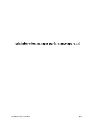 Job Performance Evaluation Form Page 1
Administration manager performance appraisal
 