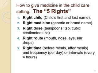 Child Care: Administration of medication | PPTX