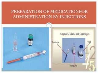 PREPARATION OF MEDICATIONFOR
ADMINISTRATION BY INJECTIONS
 