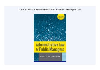 epub download Administrative Law for Public Managers Full
 