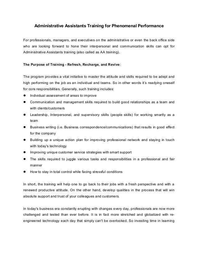 Administrative assistants training for phenomenal performance